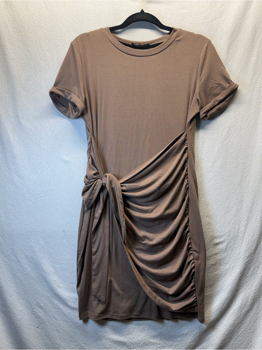Euro Summer Lillusory Classic T-Shirt Dress Woodland Brown with Side Ruching